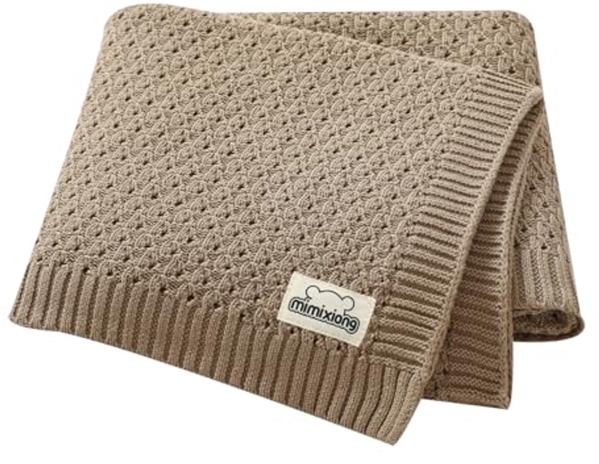 Image of 100% Katoen Gebreide Cellulaire Baby Deken - Ideaal voor Jongen en Meisje
