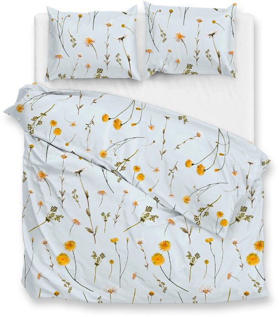 Housse de couette Zohome Savio - Blauw - Twin - Housse de couette 100% Katoen - Fleurs - 240x220 + 2 taies d'oreiller 60/70 cm