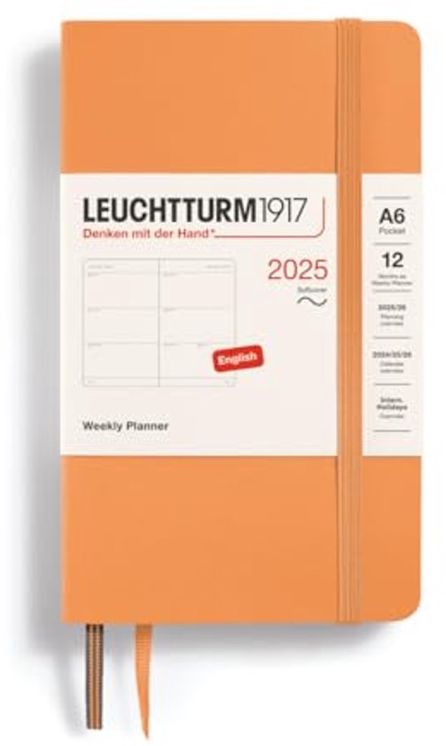 Pocket A6 Weekly Calendar 2025 - 12 Month Planner - Lined - Apricot | bol