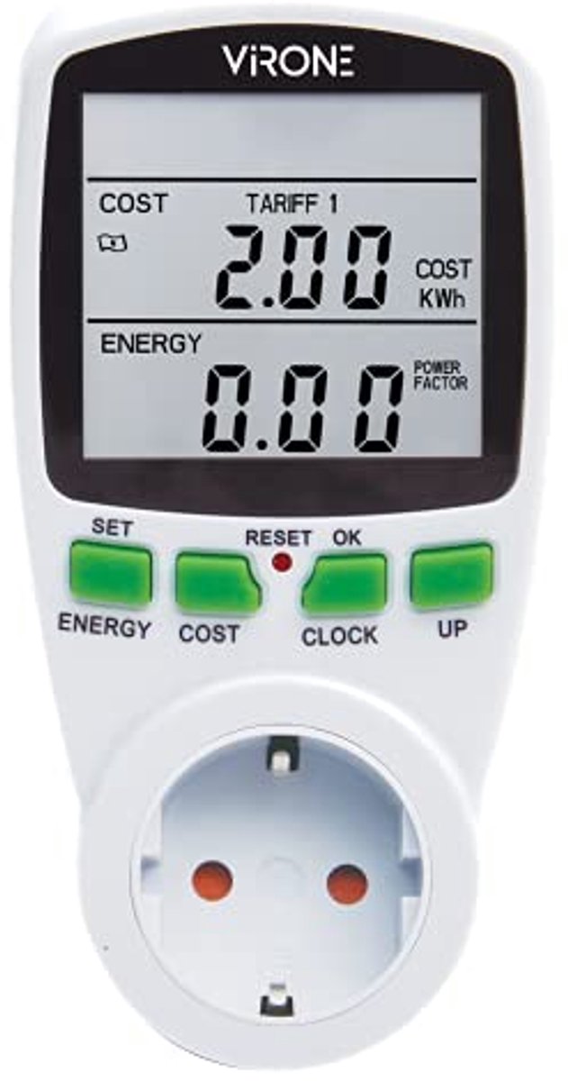 Elektriciteit Meter voor Stopcontact met LCD Scherm - Maximale Vermogen 3680W met Dubbele Tarieven