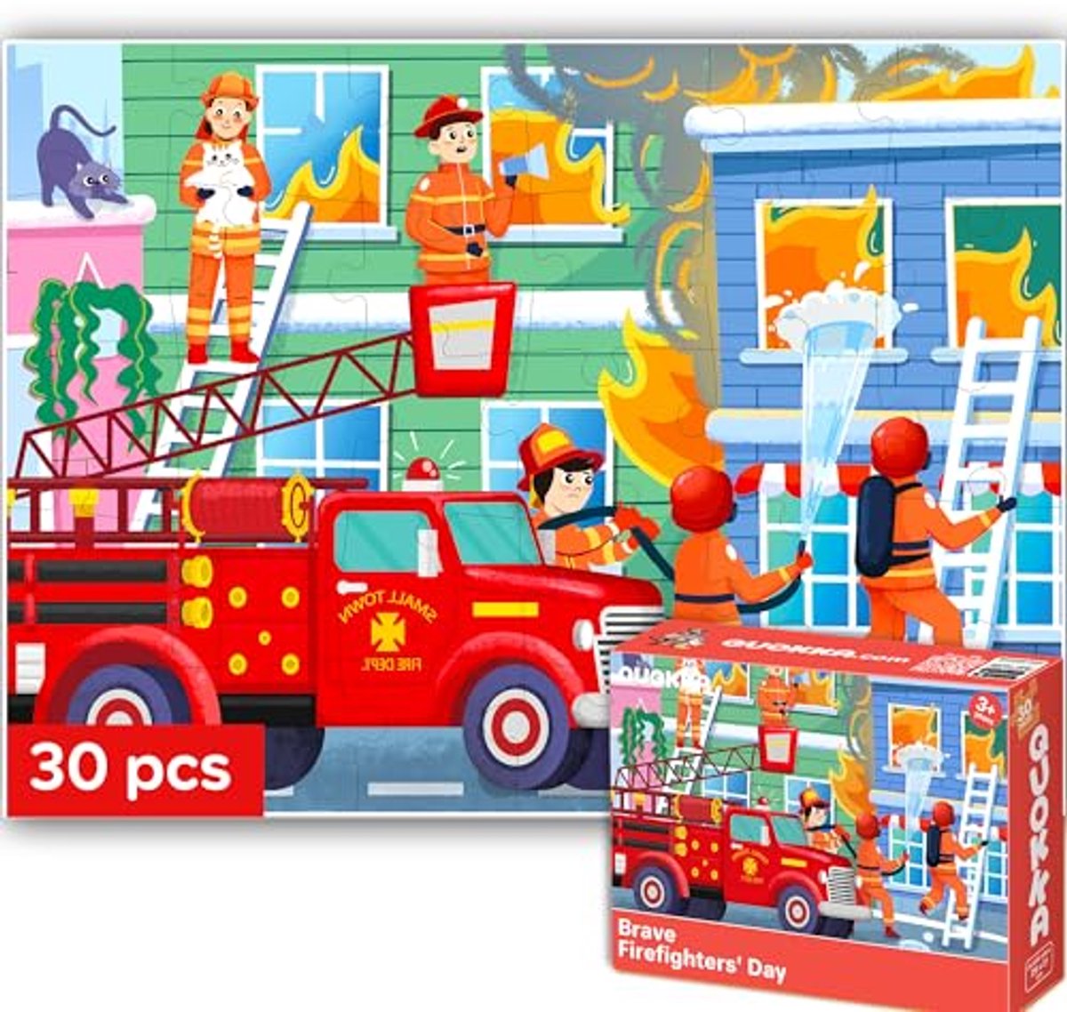 Educatieve Puzzels Voor Kinderen 3-6 Jaar - Leerzame Vloerpuzzels Van 30 Stukjes Over Brandweerlieden