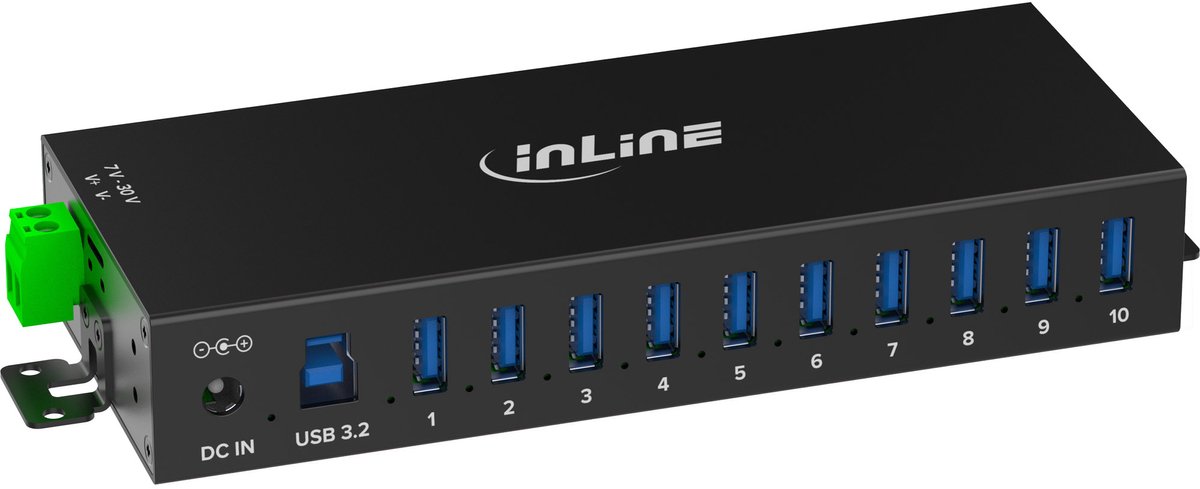 Image of InLine industriële USB hub | 10x USB-A | USB3.0 5 Gbps | 60W voeding