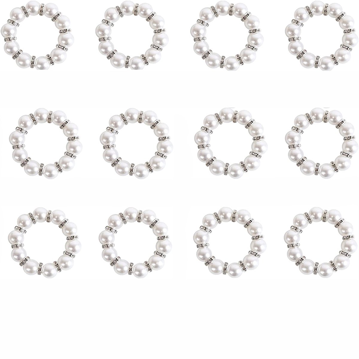 Mmgoqqt 12pcs Pearl Napkin Rings - Handmade - Elegant Design - Durable