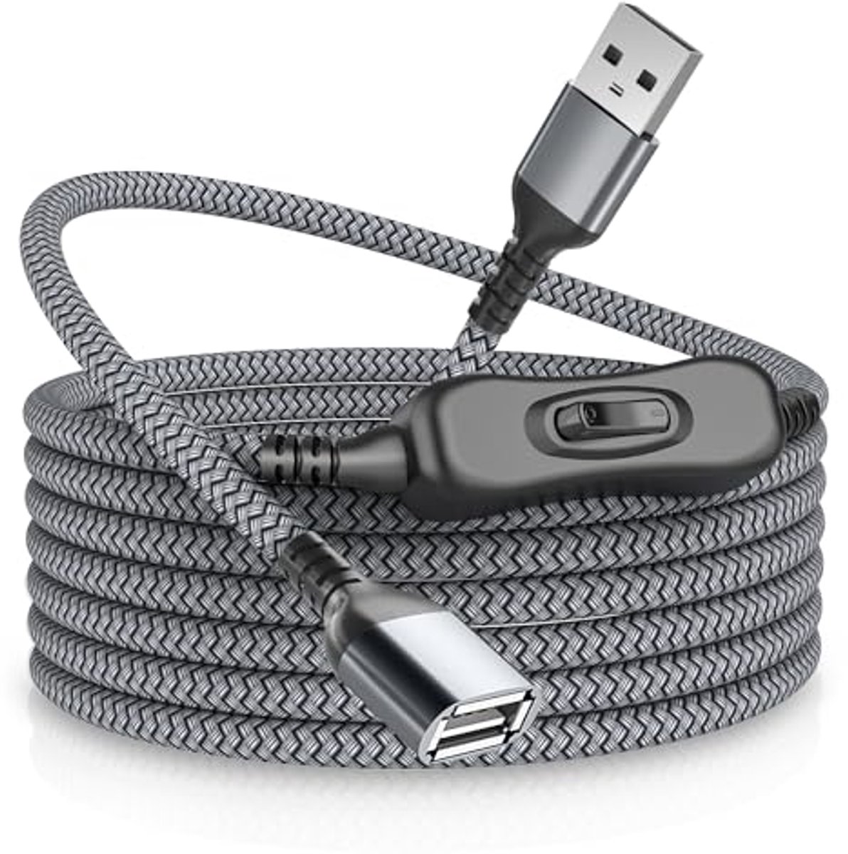 USB verlengkabel met schakelaar 1m - A stekker naar bus - ON/OFF schakelaar - Gegevens en energie ondersteuning
