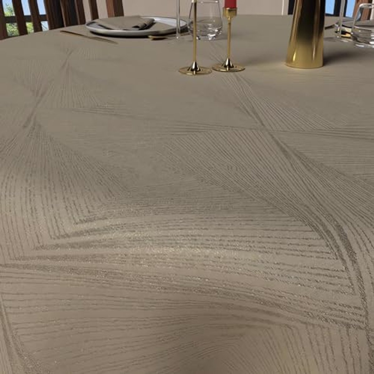 Rond tafelkleed anti-vlekken 180 cm luxe champagne