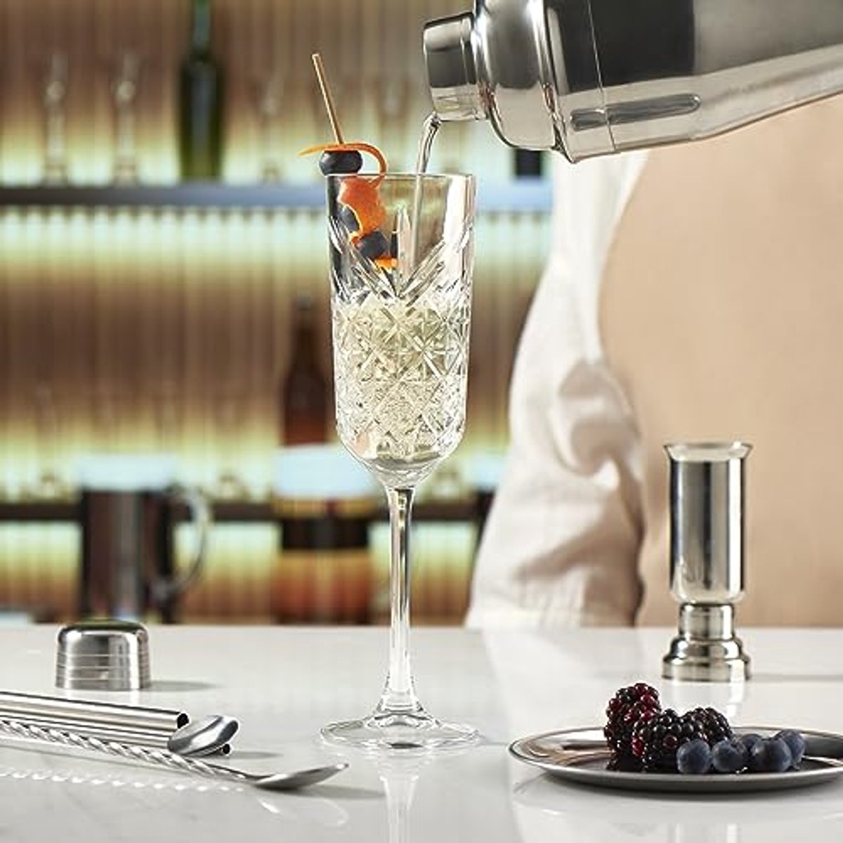 Set van 4 Champagneglazen - 175 ml - Prosecco en Mousserende Wijn - Kristaldesign