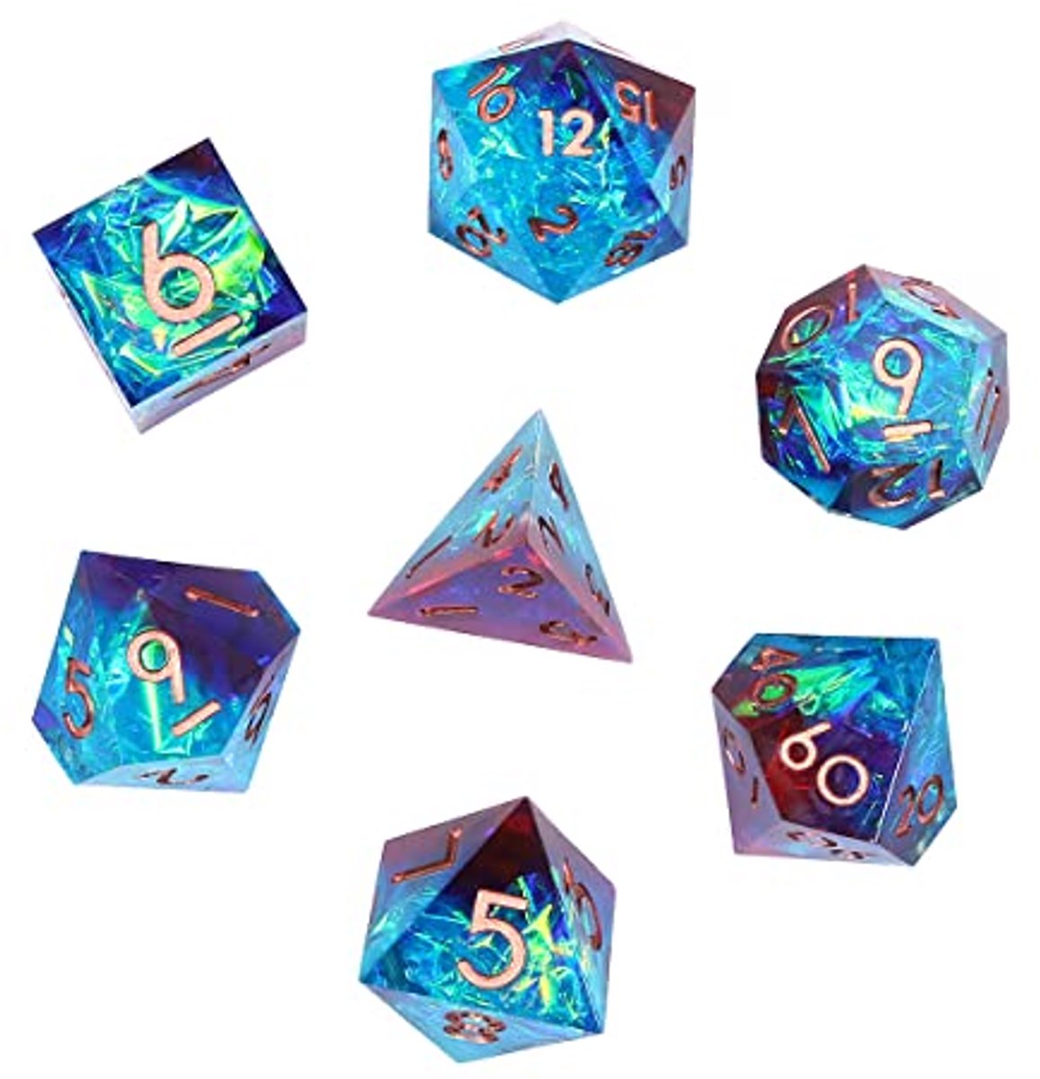 Transparante RPG dobbelstenen set 7 stuks DND dobbelstenen voor kerkers en draken