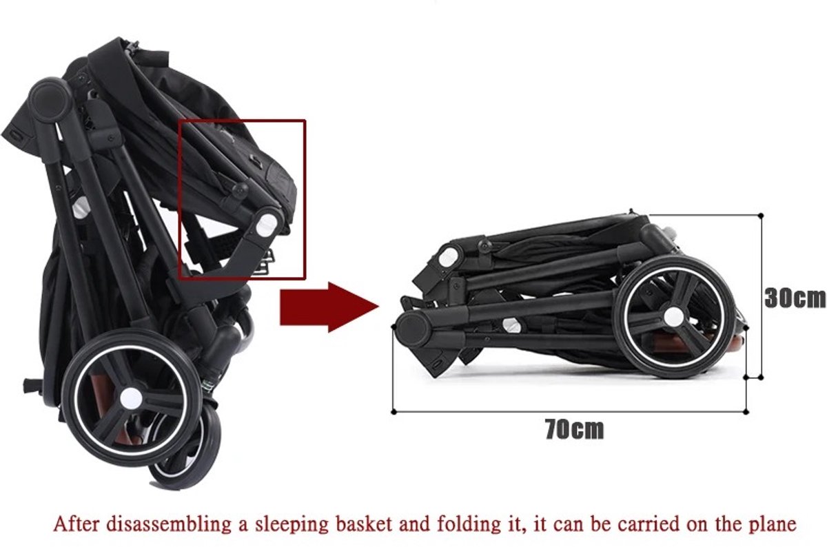 Mila Shop Tweeling buggy - Duo Buggy - Duo kinderwagen - Incl. 2 omvormbare zitjes & reiswiegjes - Geschikt voor 1 0f 2 kindjes vanaf geboorte tot 25KG - Zwart/Grijs — cadeau in Cadeau-ideeën - foto 5