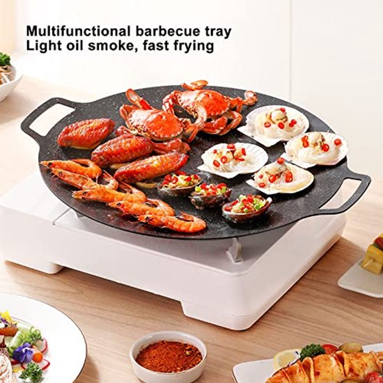 Koreaanse BBQ Grill Non-stick Grill - Anti-aanbak Ronde Bakplaat voor Thuis en Buiten — afbeelding 2