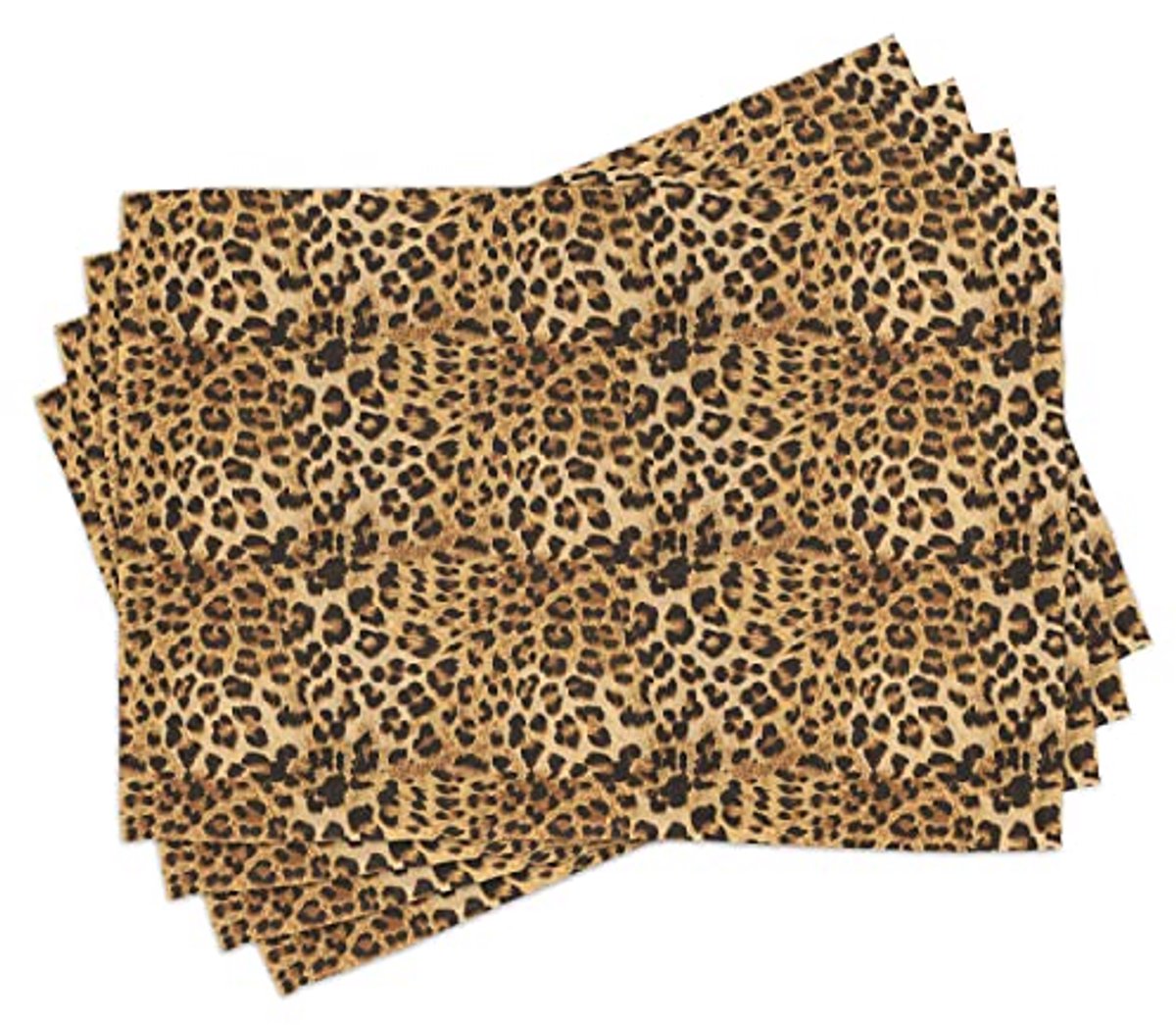 Leopard Print Placemat Set van 4 - Wasbare Stoffen Placemat voor Eettafel
