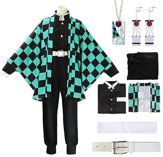 Nezuko en Tanjiro Cosplay Kostuum Set - Kimono Cape voor Kinderen - Perfect voor Carnaval, Halloween en Kerst