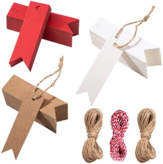 jijAcraft Etiketten van kraftpapier, cadeaulabels, 7 x 2 cm, 100 stuks en jute koord, voor bruiloft, Kerstmis, verjaardag, handwerk (wit jijAcraft Etiketten van kraftpapier, cadeaulabels, 7 x 2 cm, 100 stuks en jute koord, voor bruiloft, Kerstmis, verjaardag, handwerk (wit