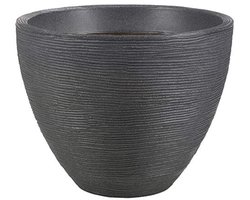 Geribbelde grijze en houtskool plantenbak 40 cm voor binnen en buiten