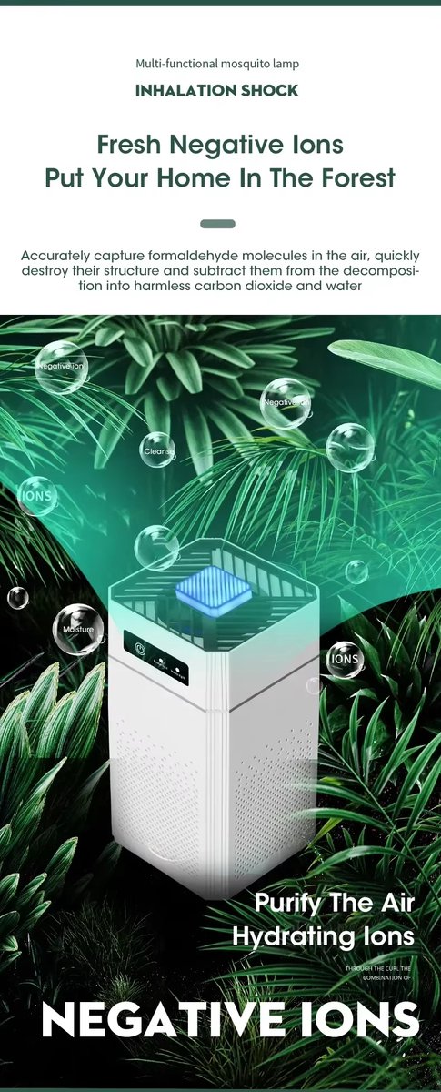Slimme Luchtreiniger met Negatieve Ionengenerator – H12 HEPA Filter – Stil & Compact voor Werkkamer, Woonkamer en Slaapkamer – Intelligente Luchtzuivering tegen Stof, Pollen, Rook en Allergieën — afbeelding 6