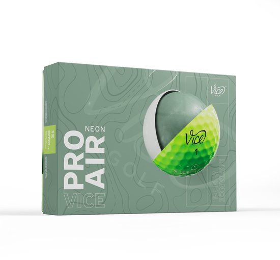 Vice Golf Pro Air - 12 golfballen - Neon Lime - Urethane cover - 3-delig - Hoge vlucht & lange carry van Merkloos — afbeelding 2