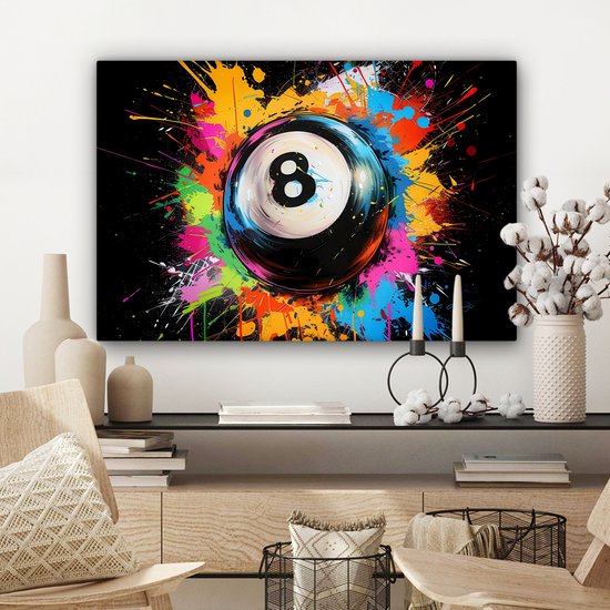 Peinture sur toile 90x60 cm - Décoration murale Graffiti - Sport - Boule de Pool - Billard - Décoration murale murale salon - Décoration chambre - Accessoires de chambre - Peintures