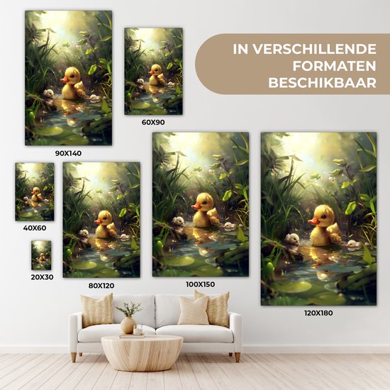 Peinture sur toile 80x120 cm - Décoration murale chambre d'enfant Canetons - Animaux - Nature - Décoration murale murale chambre bébé - Décoration chambre garçon et fille - Accessoires Bébé - Peintures
