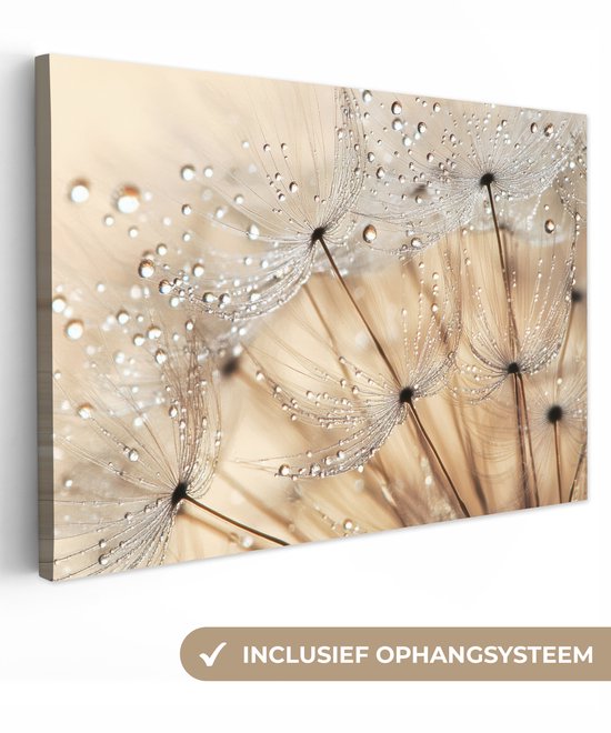 Canvas schilderij 120x80 cm - Wanddecoratie Paardenbloem - Abstract - Natuur - Beige - Muurdecoratie woonkamer - Slaapkamer decoratie - Kamer accessoires - Schilderijen op canvas