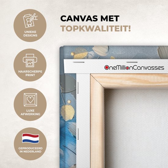 Peinture sur toile 120x80 cm - Décoration murale Arbre - Blauw - Or - Abstrait - Décoration murale murale salon - Décoration chambre - Accessoires de chambre - Peintures