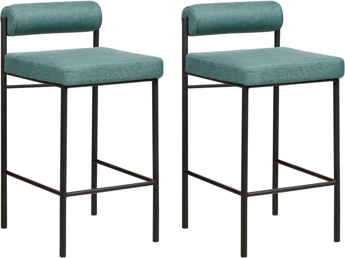 AMAYA - Barkruk set van 2 - Blauwgroen - Polyester