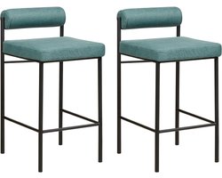 AMAYA - Lot de 2 tabourets de bar - Bleu-vert - Polyester