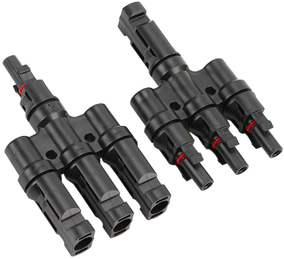 1 Pair Professional Solar Plugs, Solar T Type 3 Branch Connectors, MFFF/FMMM, Cable Connectors, Photovoltaic Connectors Parallel Connectors for Solar Panel