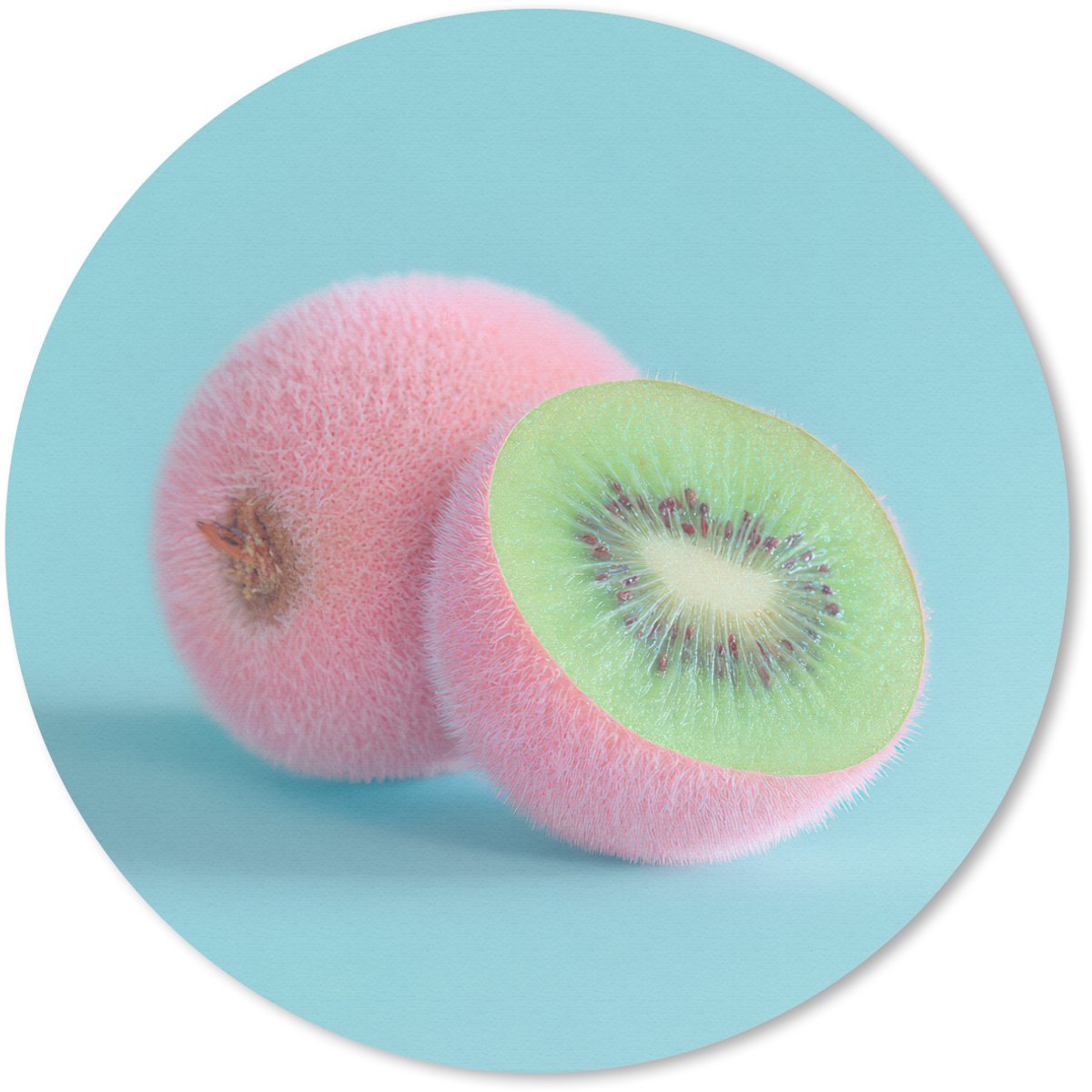 Muismat rond 30x30 cm - Mousepad Kiwi - Blauw - Surrealistisch - Ronde muismatten