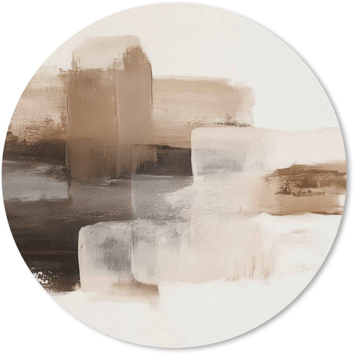 Muismat rond 50x50 cm - Mousepad Penseelstreken - Abstract landschap - Rust - Ronde muismatten