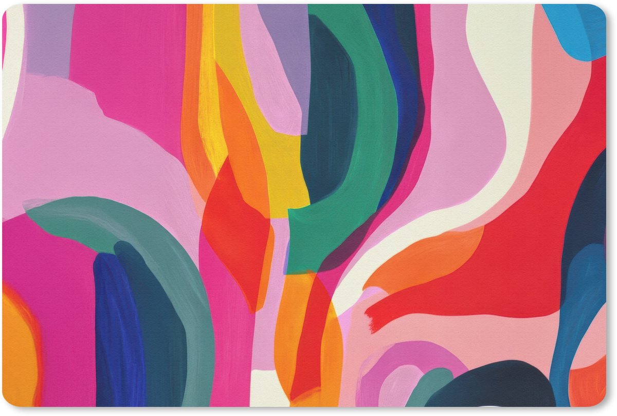 Muismat 27x18 cm - Mousepad Vormen - Golvend - Abstract - Felroze - Muismatten
