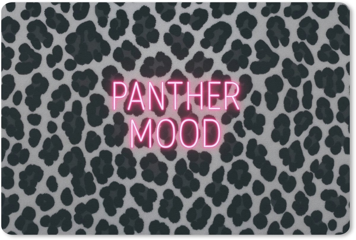 Muismat 27x18 cm - Mousepad Panterprint - Zwart - Neonletters - Roze - Muismatten