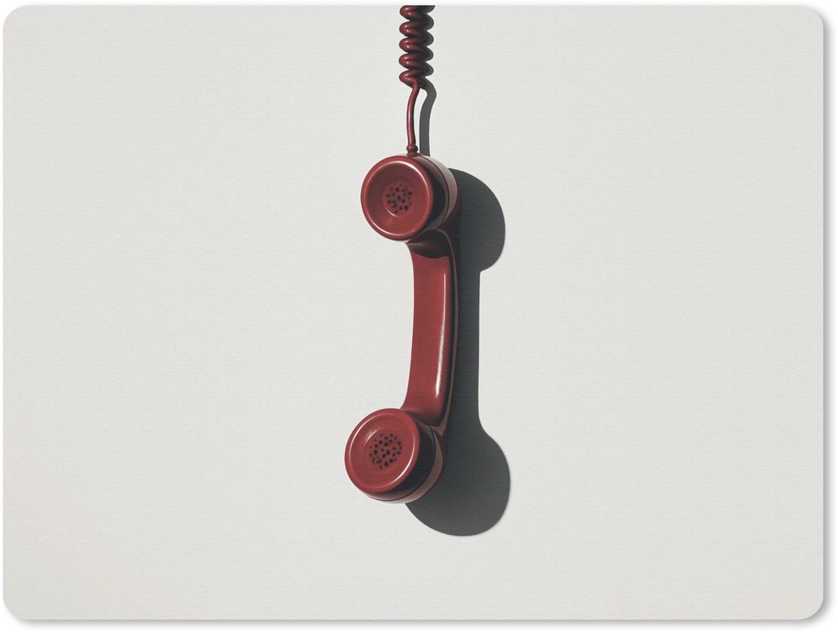 Muismat 23x19 cm - Mousepad Telefoon - Koord - Rood - Minimalistisch - Muismatten