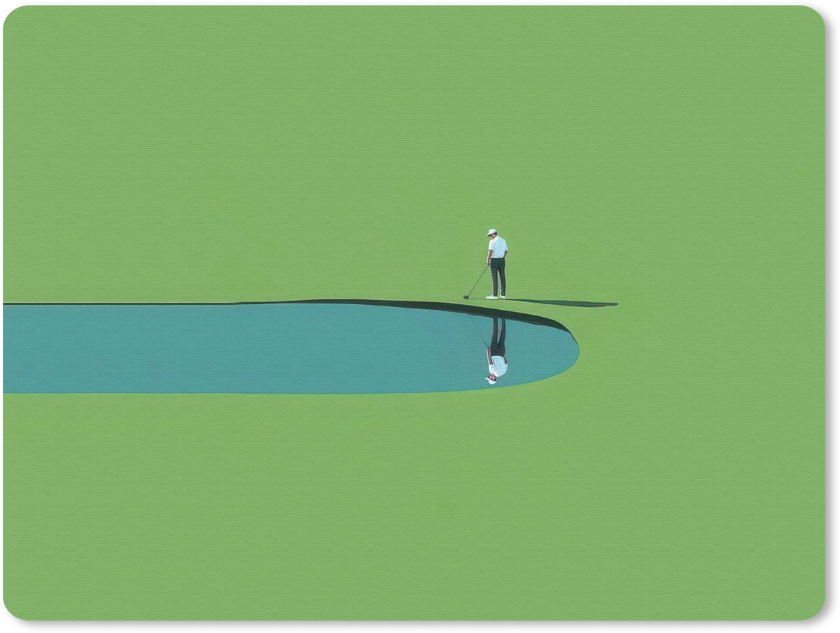 Muismat 23x19 cm - Mousepad Persoon - Golf - Water - Blauw - Muismatten