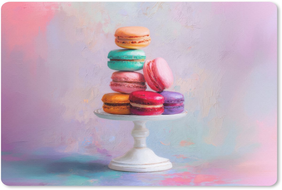 Muismat 27x18 cm - Mousepad Macarons - Schaal - Pastel - Kleurrijk - Muismatten