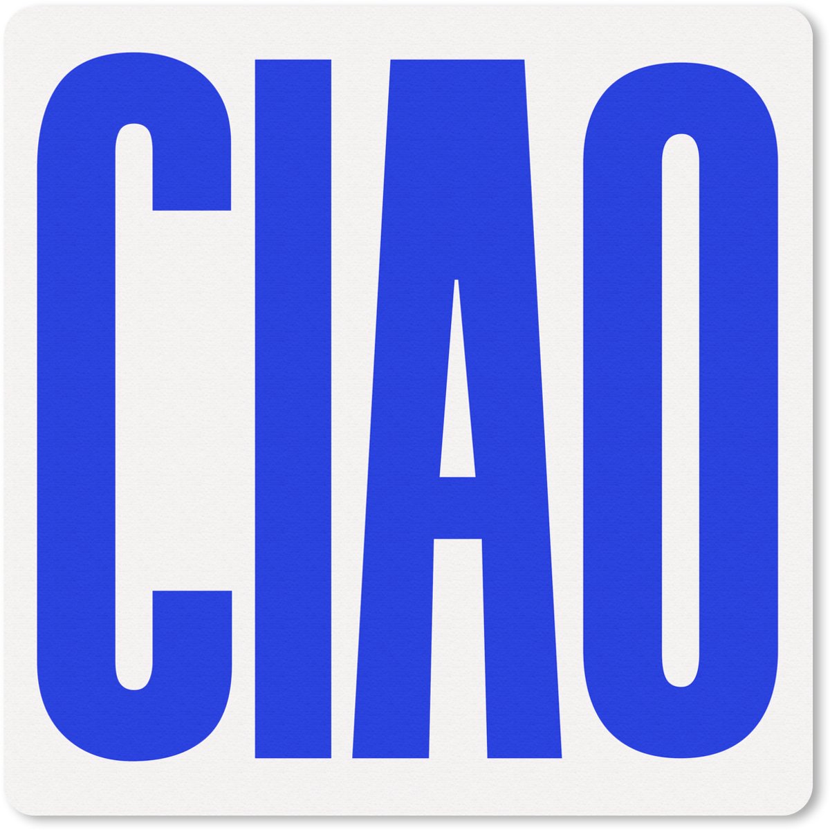 Muismat 20x20 cm - Mousepad Ciao - Hoofdletters - Blauw - Minimalistisch - Muismatten