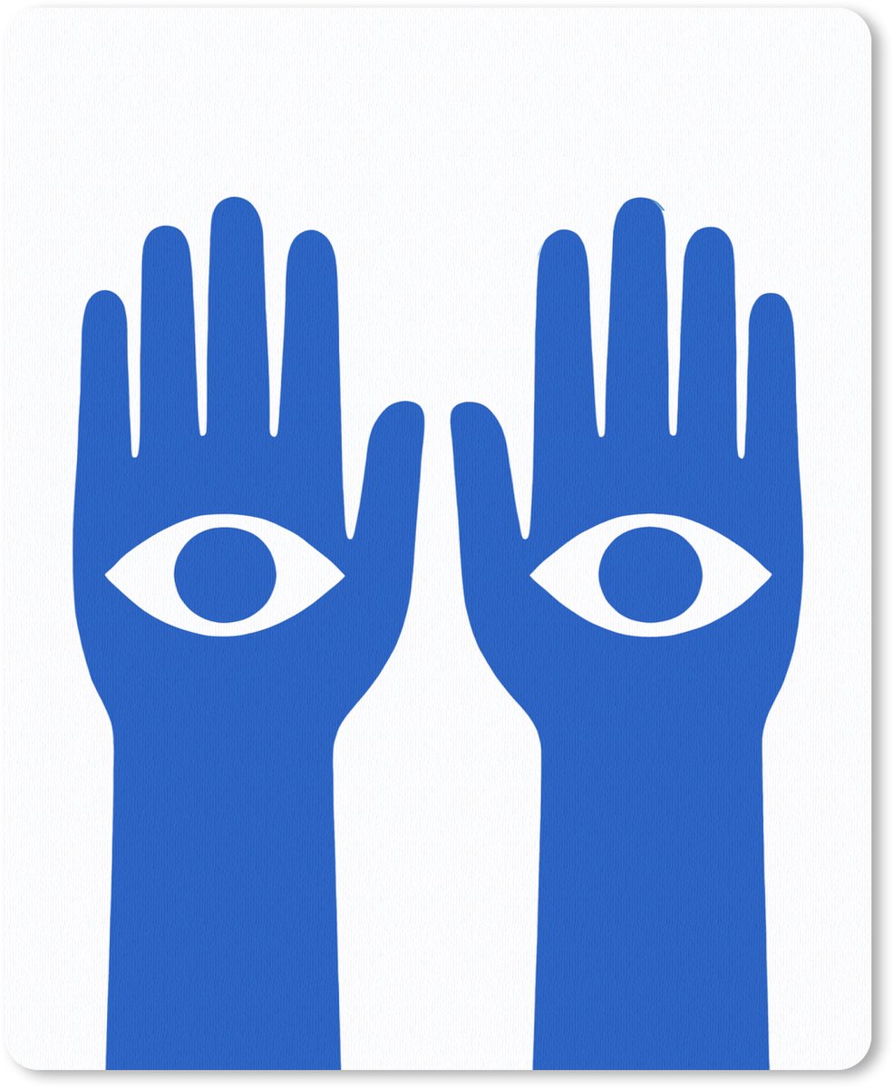 Muismat 19x23 cm - Mousepad Handen - Twee - Ogen - Blauw - Muismatten