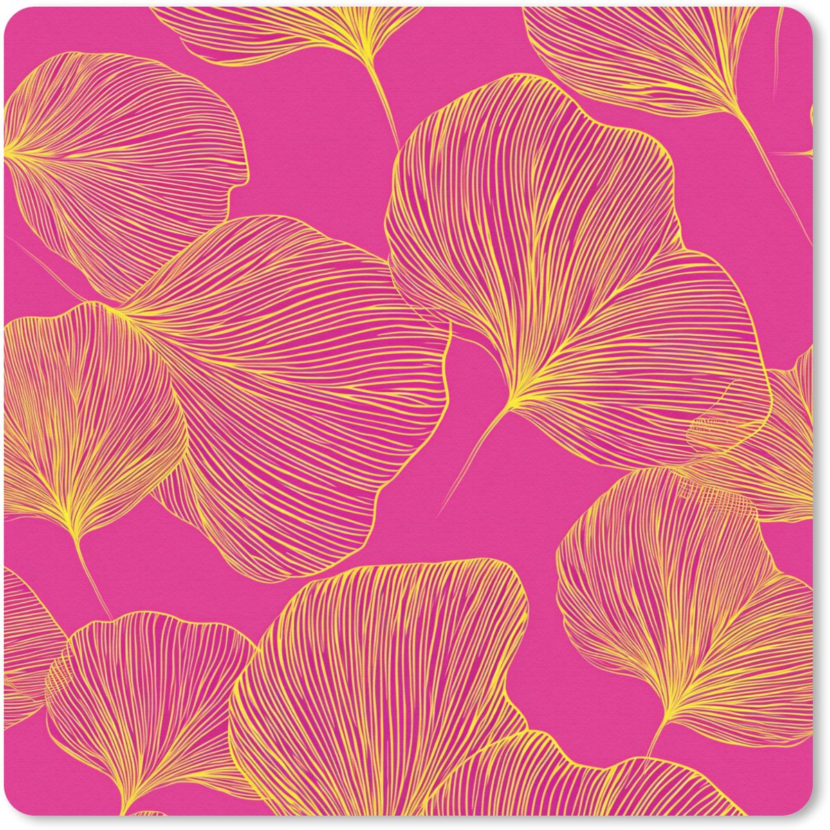 Muismat 30x30 cm - Mousepad Bladeren - Nerven - Grafisch - Roze - Muismatten