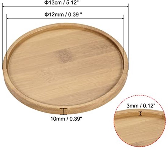 2 Pcs Flower Pot Coasters, 13cm Outer Diameter Bamboo, Round Flowers Drip Tray for Indoor Use — afbeelding 3