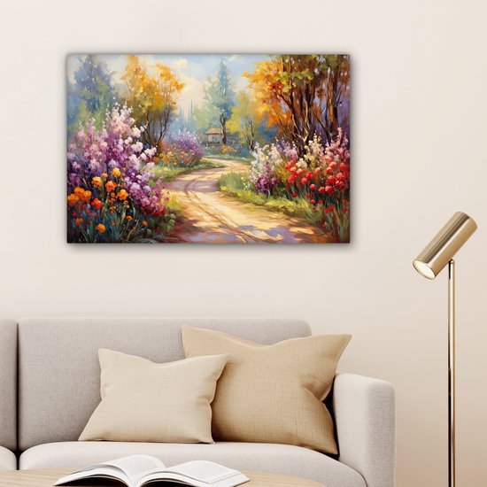Peinture sur toile paysage 60x40 cm - Décoration rurale - Toile de Décoration murale pour chambre - Oeuvre Fleurs - Toile murale cuisine nature - Photo sur toile - Peinture de cuisine décoration de maison - Toile d'art