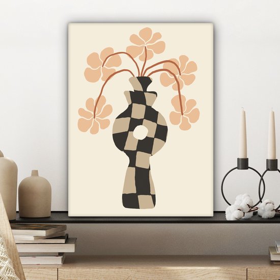 Tableau sur toile Fleurs - Vase - Art abstrait - Moderne - 30x40 cm - Décoration murale