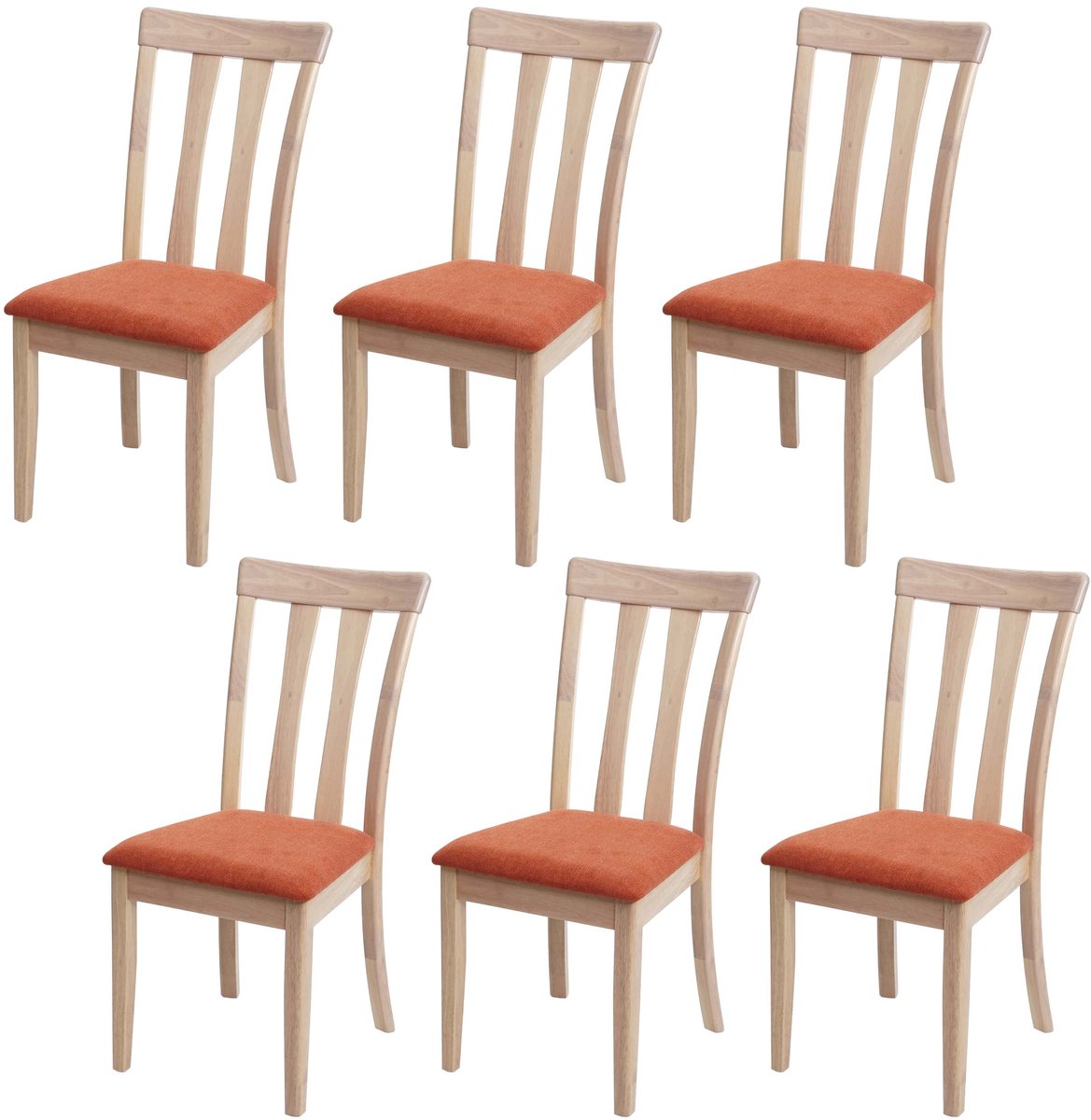 Set van 6 eetkamerstoelen MCW-G46, keukenstoel, stof/textiel, massief hout ~ naturelkleuri