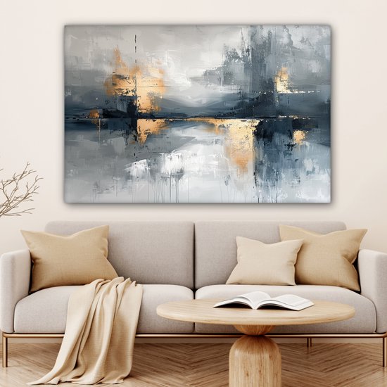 Peinture sur toile 120x80 cm - Décoration murale Abstrait - Peinture - Art - Or - Décoration murale salon - Décoration chambre moderne - Tableaux abstraits