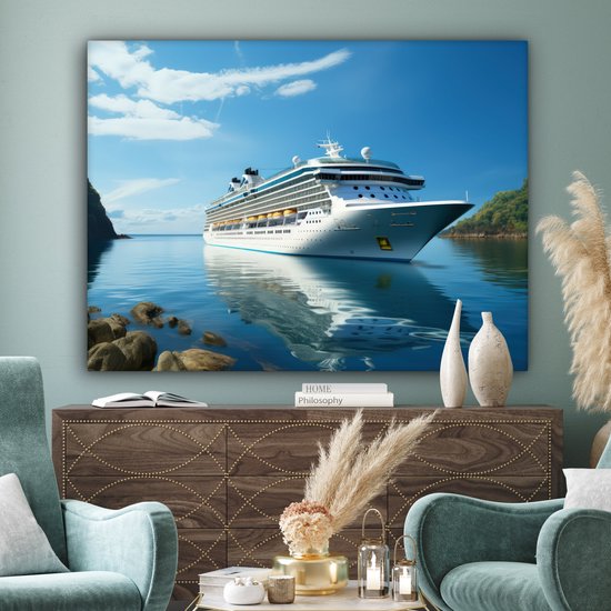 Peinture sur toile 160x120 cm - Décoration murale Bateau - Bateau de croisière - Water - Nature - Maritime - Décoration murale murale salon - Décoration chambre - Accessoires de chambre - Peintures