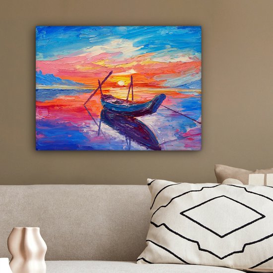 Toile - Peinture - Peinture à l'huile - Bateau - Water - 40x30 cm - Intérieur - Décoration Décoration murale