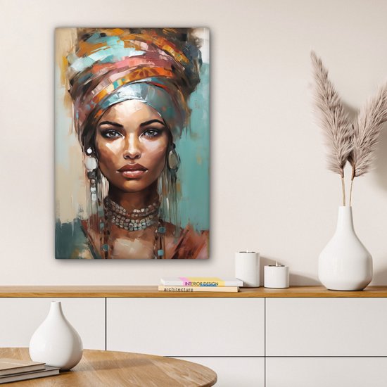 Tableau toile femme 60x90 cm - Décoration chambre adultes - Art moderne - Décoration murale toile toile abstraite - Toile murale cuisine - Photo sur toile - Tableau cuisine décoration maison - Décoration chambre abstraite - Hotel chic