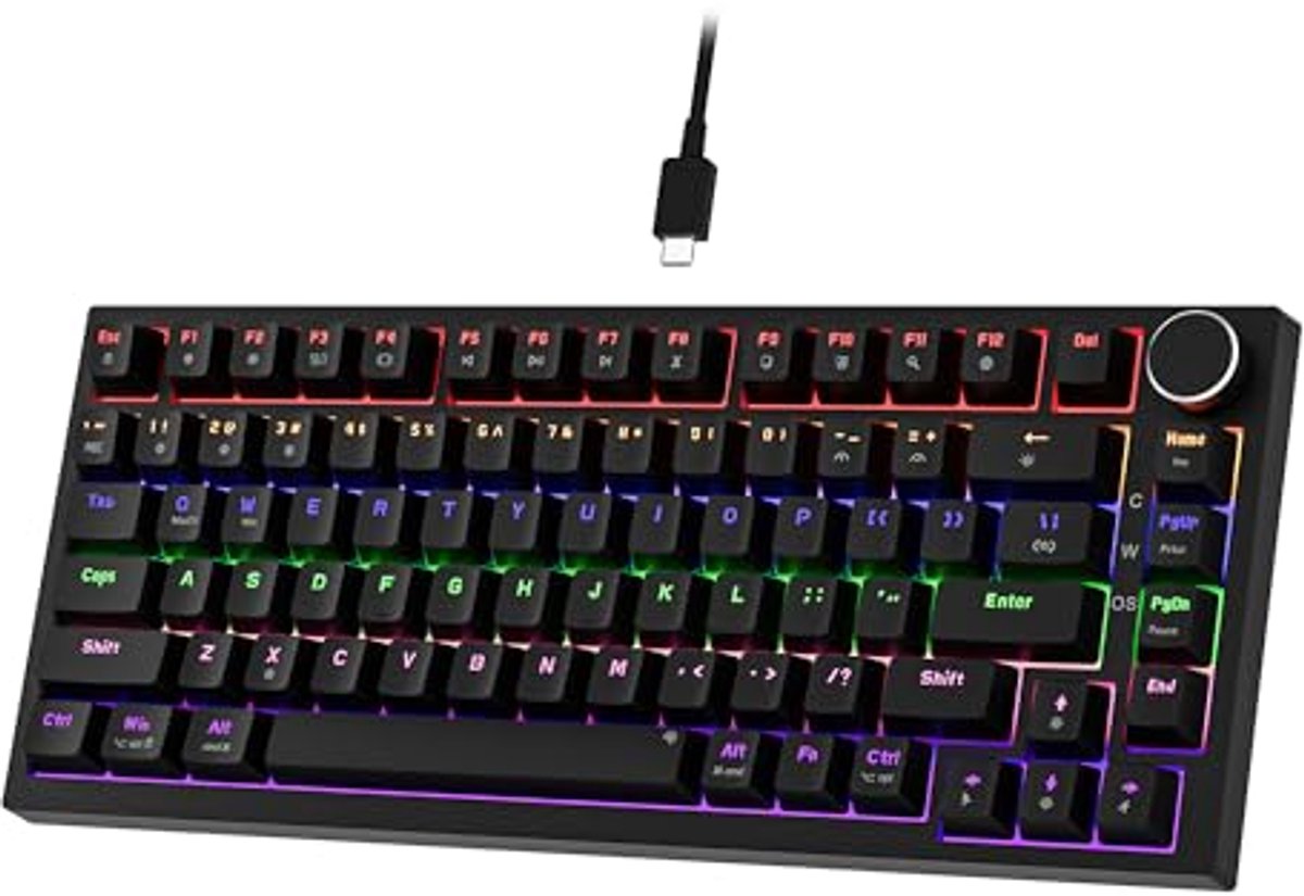 Compact Mechanisch Toetsenbord met LED Achtergrondverlichting - Ergonomisch, Hot Swappable en USB C Connectie