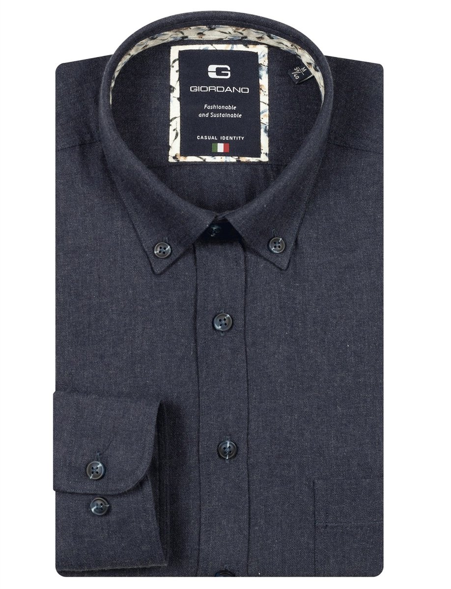 Giordano overhemd donkerblauw buttom down