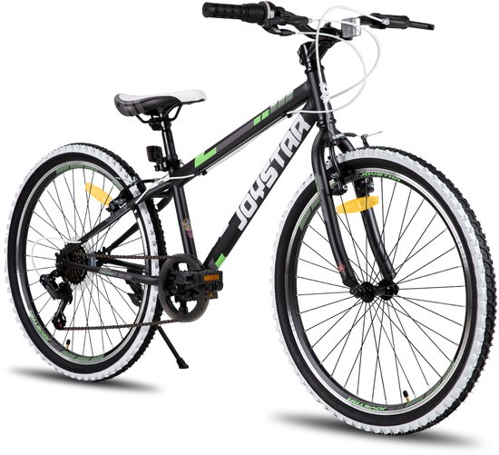 JOYSTAR Lubbock.S 24" Kinder Hardtail Mountainbike - 7 versnellingen - V-brake - Witte noppenbanden - Zwart van JOYSTAR — afbeelding 2