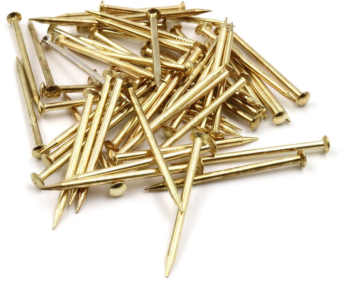 Design61 Stalen Spijkers 50x - 2,0 mm Draaddiameter - 40 mm Lengte - Messing Kop