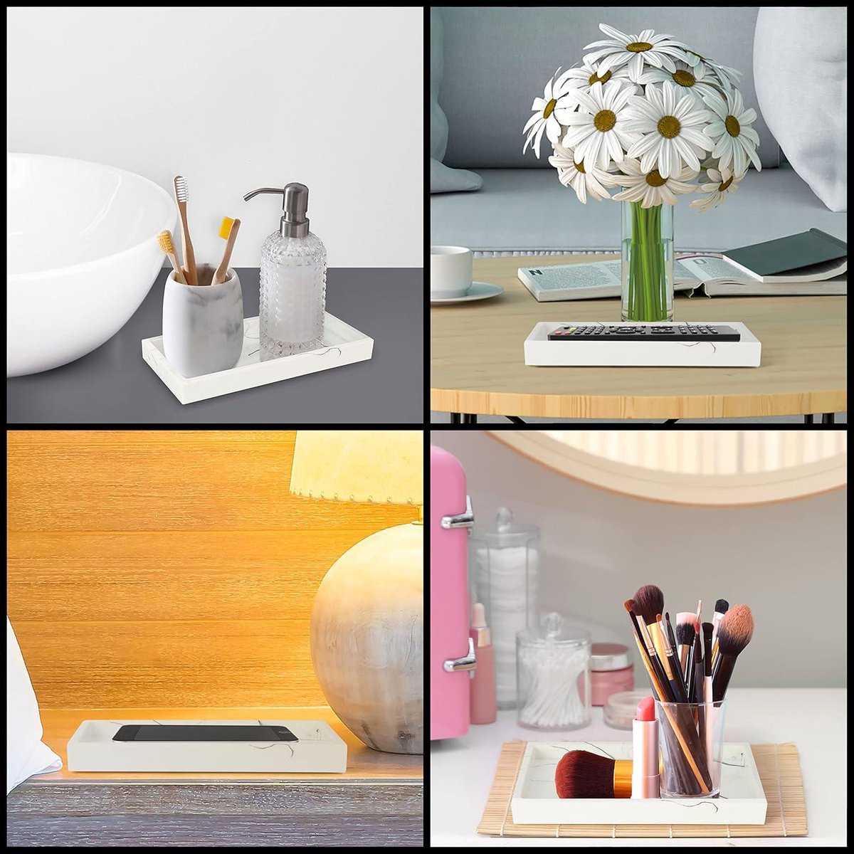 Orivio - Sieraden Houder Lade met Marmer Patroon - 20,1 x 10 x 2,2 cm - Resin Opslagbak voor Badkamer, Keuken & Kast - Decoratieve Parfum Houder, Ring Schaal & Kaarsenhouder