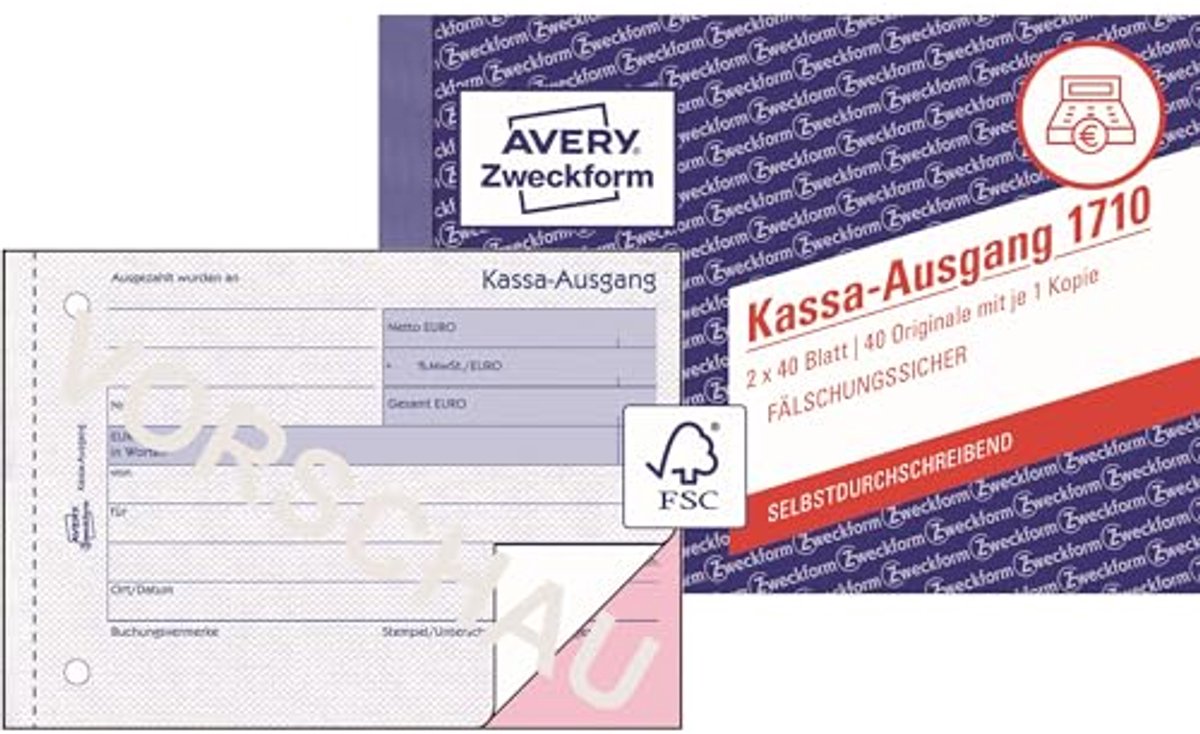 Kassa-uitgang voor Oostenrijk - A6 formaat (2x40 vellen) met zelfdoorschrijvende doorslag